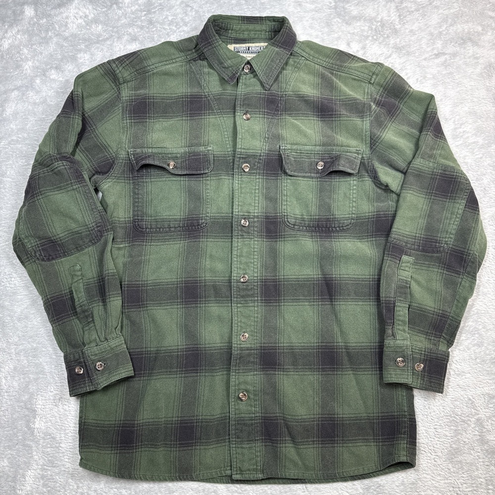 Stormy Kromer Flannel Shirt Mens Medium Green Plaid Cotton USA Work